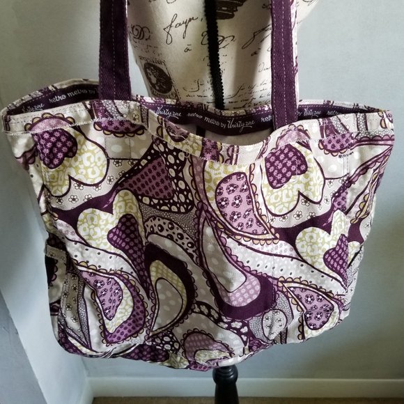 👜 EUC Thirty-One Retro Metro, Purple Hearts 👜 - Picture 2 of 8